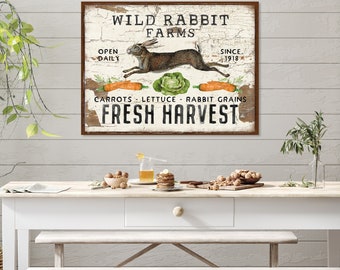 Wild Rabbit Farms, Easter Sign, Vintage Easter Decor, Large Canvas Wall Art, Vintage Signs, Easter Bunny Decor, Oversized Wall Art