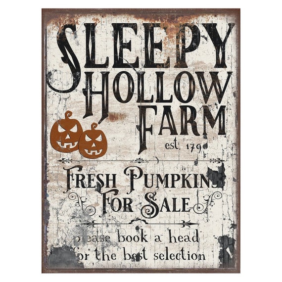 Sleepy Hollow Farm Halloween Decor Vintage Halloween Sign Large