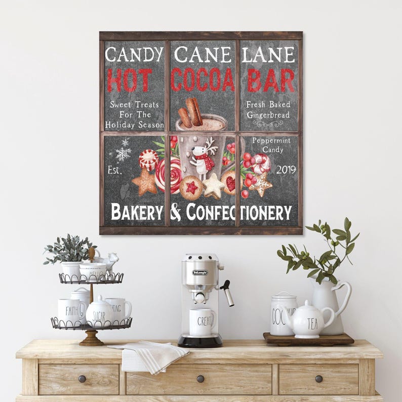 Candy cane lane christmas canvas sign