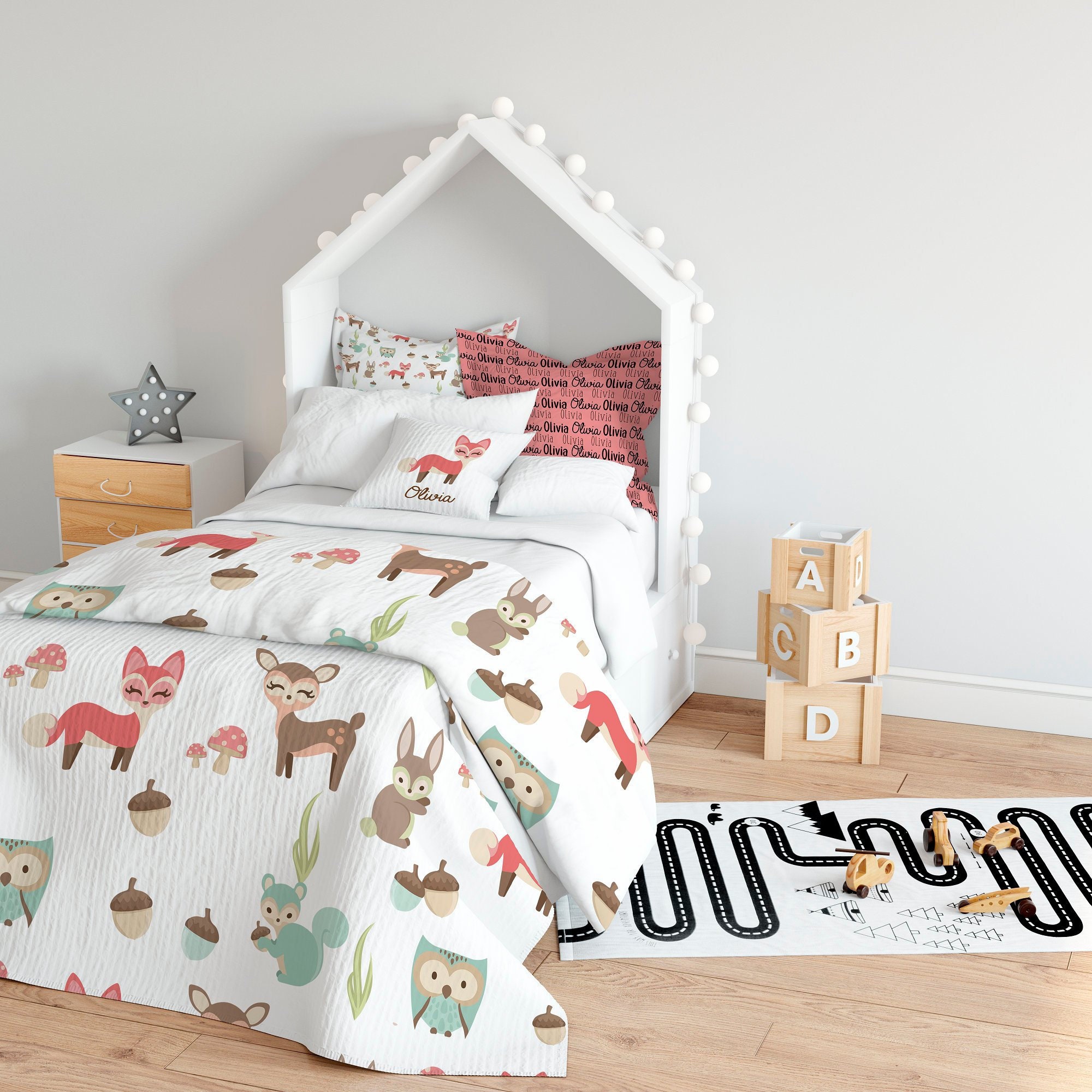 girls woodland bedding