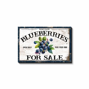 Blueberries For Sale, Spring Decor, Spring Canvas Wall Art, Large Canvas Signs, Vintage Spring Art, Garden Art, Farmhouse Summer Decor 32x48 inch