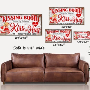 Kissing Booth Sign, Valentines Day Decor, Large Canvas Wall Art, Vintage Decor, Vintage Signs, Vintage Valentines Sign, Pucker Up image 4