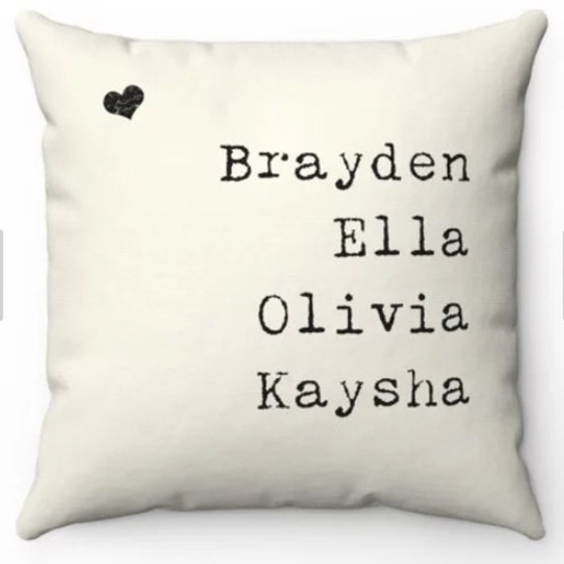 Personalized Family Name Pillow Cover, Gift Ideas for Mom from Kids, Names Farmhouse Pillow Cover, Personalized Gift Grandparents, Nana Gift Beige Typewriter