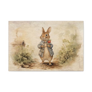 Peter Rabbit Print, Spring Art Print, Large Canvas Art, Literary Art, Beatrix Potter Canvas, Spring Farmhouse Decor, Vintage Spring 30″ x 20″ (Horizontal)