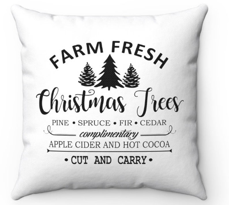 Christmas Pillow Covers Farm Fresh Christmas Trees Farmhouse Etsy