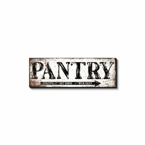 Pantry Sign, Faux Metal Kitchen Sign, Vintage Canvas Art, Farmhouse Pantry Decor, Rustic 16x48 inch