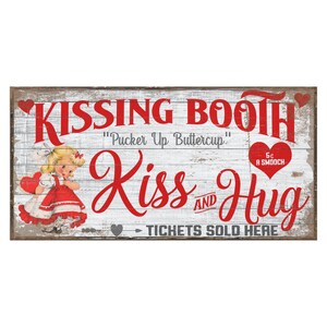 Kissing Booth Sign, Valentines Day Decor, Large Canvas Wall Art, Vintage Decor, Vintage Signs, Vintage Valentines Sign, Pucker Up image 10