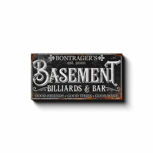 Personalized Bar And Billiards Sign, Modern Farmhouse Decor, Large Canvas Sign, Gameroom Sign, Signs With Sayings, Personalized Gifts image 2