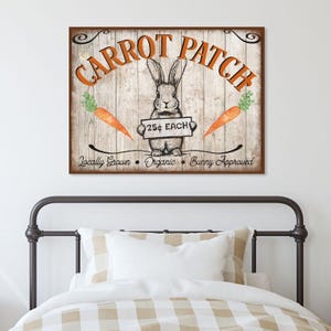 Carrot Patch Easter Canvas Sign: Vintage Farmhouse Bunny Decor