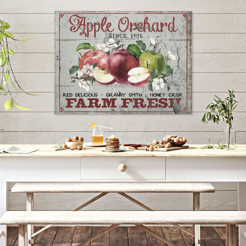 Vintage Apple Orchard Canvas Sign: Farmhouse Fall Decor image 6