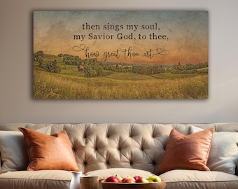 How Great Thou Art Canvas Sign, Farmhouse Christian Wall Art