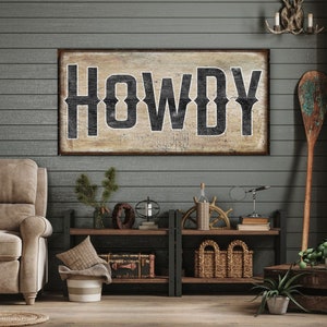 Howdy Sign, Western Decor, Southwestern Wall Art, Typography Canvas Wall Art, Southern Home Art, Modern Farmhouse Decor, Ranch Wall Decor image 10