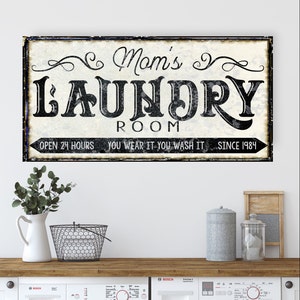 Moms Laundry Room Personalized Sign, Modern Farmhouse Decor, Large Canvas Sign, Farmhouse Signs, Signs With Sayings