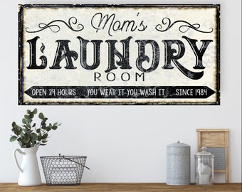 Moms Laundry Room Personalized Sign, Modern Farmhouse Decor, Large Canvas Sign, Farmhouse Signs, Signs With Sayings