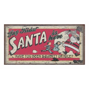 Naughty Or Nice Holiday Sign, Modern Farmhouse Decor, Large Canvas Wall Art, Christmas Sign, Vintage Christmas Decor, Santa Decor image 2