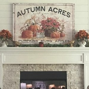 Autumn Acres, Fall Decor, Vintage Farmhouse Decor, Vintage Inspired, Farmhouse Wall Art, Large Canvas Sign, Farmhouse Fall Wall Art