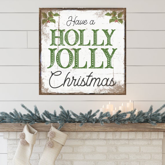 Holly Jolly Christmas Sign Modern Farmhouse Home Decor - Etsy