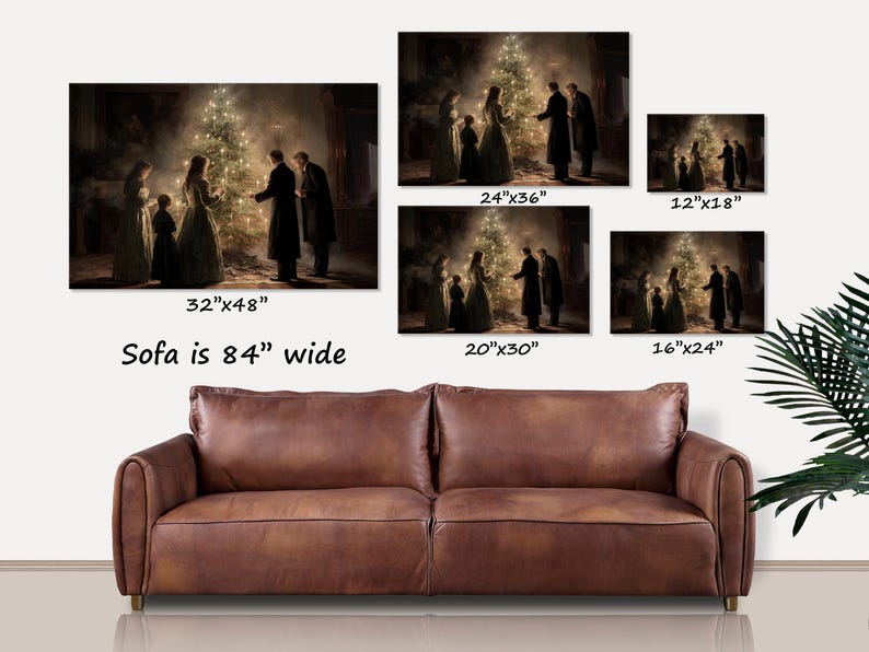 Victorian Christmas Canvas Art: Vintage Holiday Family Scene image 3