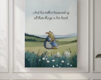 Regalo per la festa della mamma di Peter Rabbit, grande tela da parete, quadro di Peter Rabbit, regalo sentimentale, decorazione per la cameretta dei bambini, regalo per neomamme, regalo per baby shower