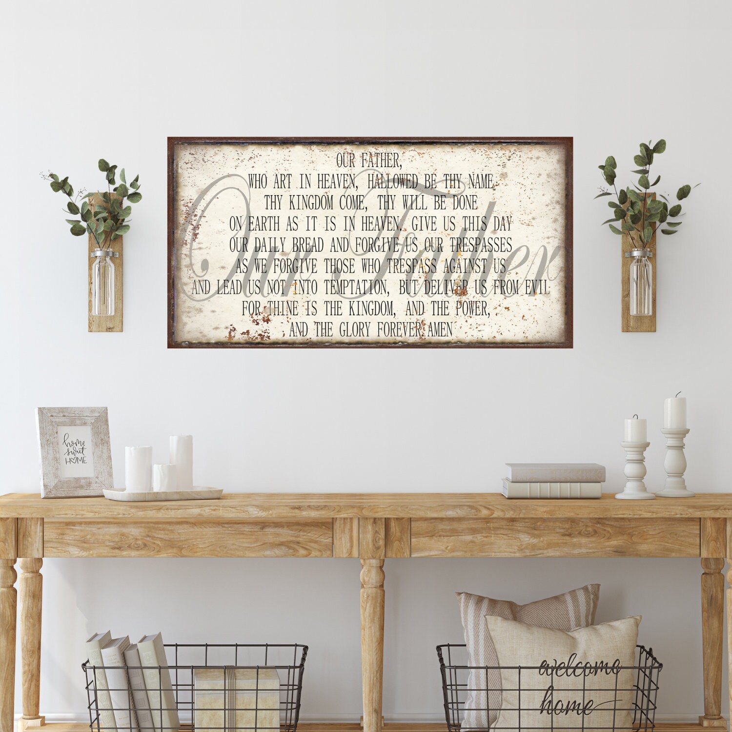 The Lord's Prayer Canvas Sign: Vintage-style Christian Wall Art - Etsy
