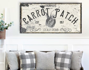 Vintage Easter Sign, Personalized Easter Sign, Carrot Patch, Modern Farmhouse Decor, Easter Decor,  Custom Name Gifts, Personalized Gifts