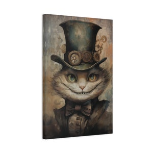 Cheshire Cat Art Print, Large Canvas Wall Art, Victorian Wall Decor, Vintage Inspired Decor, Alice in Wonderland Cat, We're All Mad Here image 2