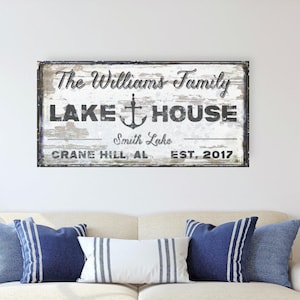 Lake House Personalized Sign, Lake House Decor, Large Canvas Sign, Personalized Signs, Personalized Gifts, Lake House Decor, Lake Decor