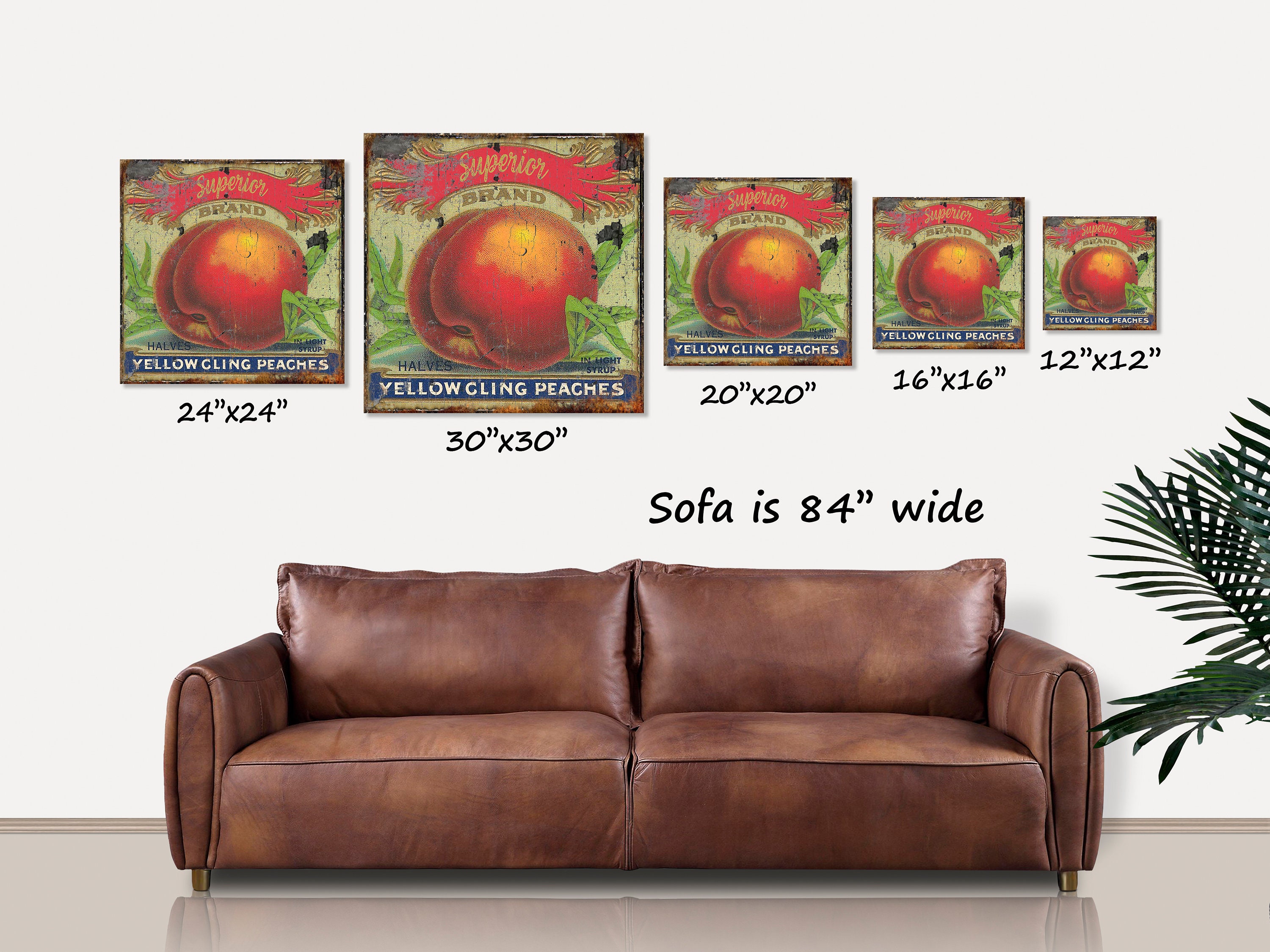❤︎❤︎ページ✨️S Vintage Peaches Sign, Large Canvas Wall Decor, Vintage