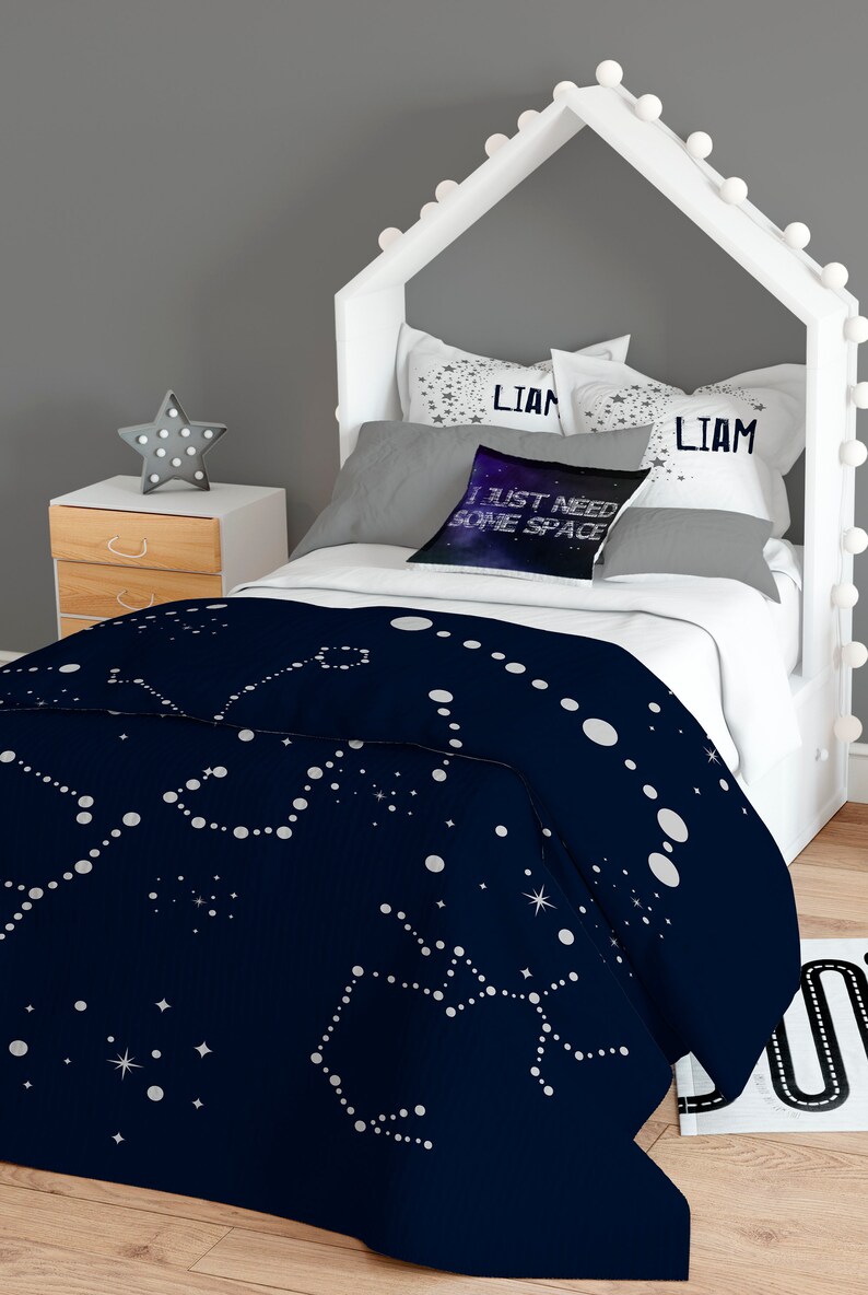 Space Duvet Cover Twin Bedding Galaxy Constellation Kids Personalized Sham