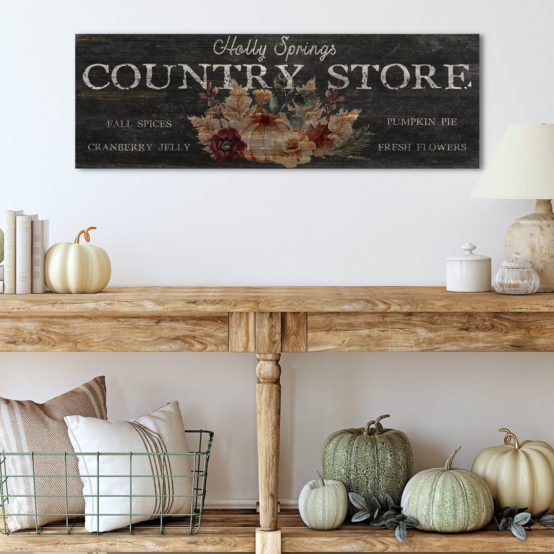 Personalized Country Store Sign, Vintage Fall Canvas Sign, Rustic Decor