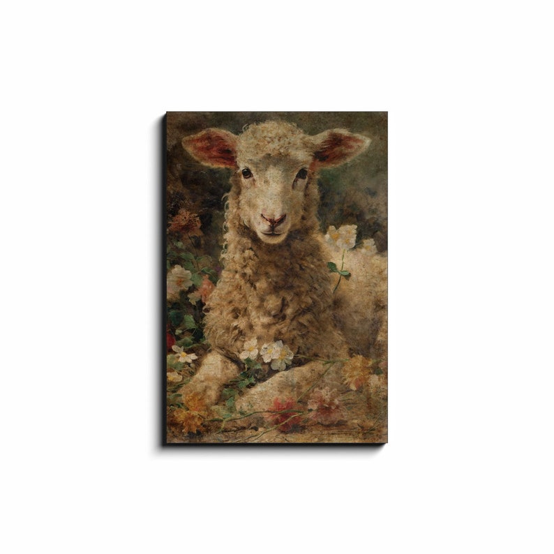 Vintage Spring Prints, Spring Lamb, Vintage Canvas Art, Large Canvas Signs, Sheep Art, Neutral Wall Art, Vintage Easter Decor, Easter Lamb image 10