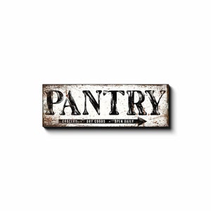 Pantry Sign, Faux Metal Kitchen Sign, Vintage Canvas Art, Farmhouse Pantry Decor, Rustic 12x36 inch