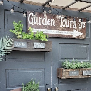 Garden Tours Sign, Vintage Garden Sign, Large Canvas Signs, Cottage Decor, Garden Lover Decor, Gardening Gifts, Indoor Garden Art