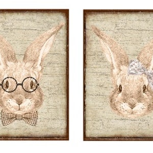 Rabbit With Glasses, Spring Sign, Vintage Easter Decor, Spring Wall Art, Vintage Signs, Rabbit Decor, Oversized Wall Art image 5