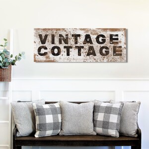 Vintage Cottage Canvas Sign: Rustic Farmhouse Wall Art - Etsy