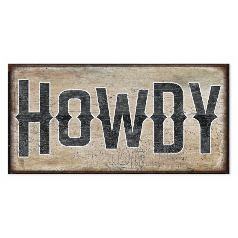 Howdy Sign, Western Decor, Southwestern Wall Art, Typography Canvas Wall Art, Southern Home Art, Modern Farmhouse Decor, Ranch Wall Decor 20x40 inch