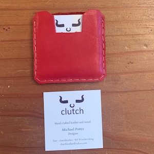 Square business card holder. Red