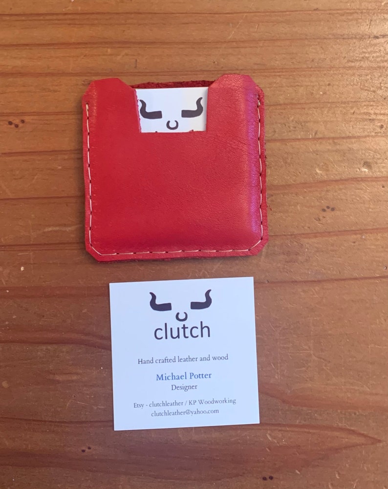 Square business card holder. Red