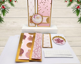 Christmas Card Kit Vintage Santa & Poinsettias