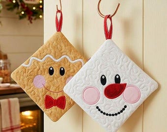 Gingerbread and Snowman Potholders
