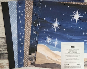 Stampin Up O Holy Night DSP 1 Full Sealed Pack + 1 Open Partial Pack