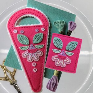 Handmade Wool Felt Needle Book and Scissors Case