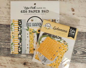 Echo Park Bee Happy Paper Pad & Ephemera Set