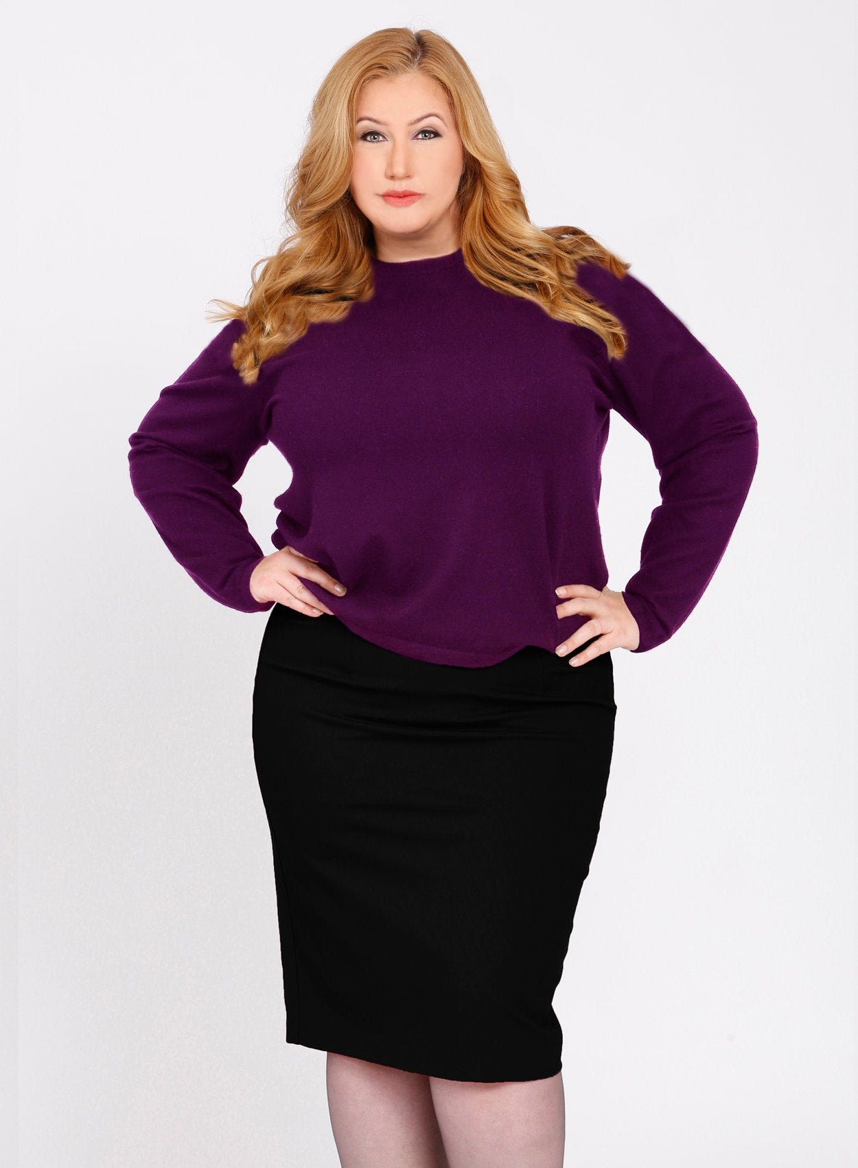OLIVIA Plus Size Pencil Skirt Curvy Career Wear Ponte Etsy UK