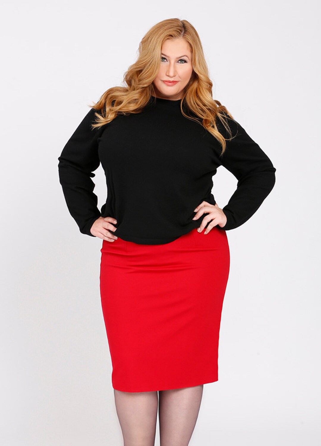 OLIVIA Plus Size Pencil Skirt Curvy Career Wear Ponte Etsy