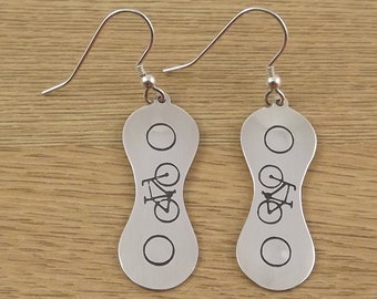 Bicycle drop earrings (old chain design) handmade from sterling silver Clearance