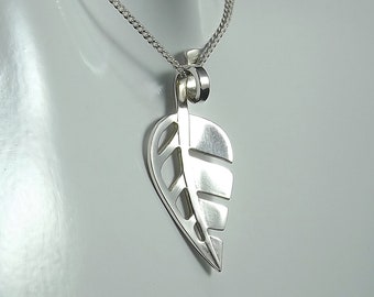 Leaf pendant (medium), handmade from sterling silver