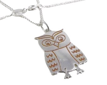 Owl pendant (large), handmade from sterling silver