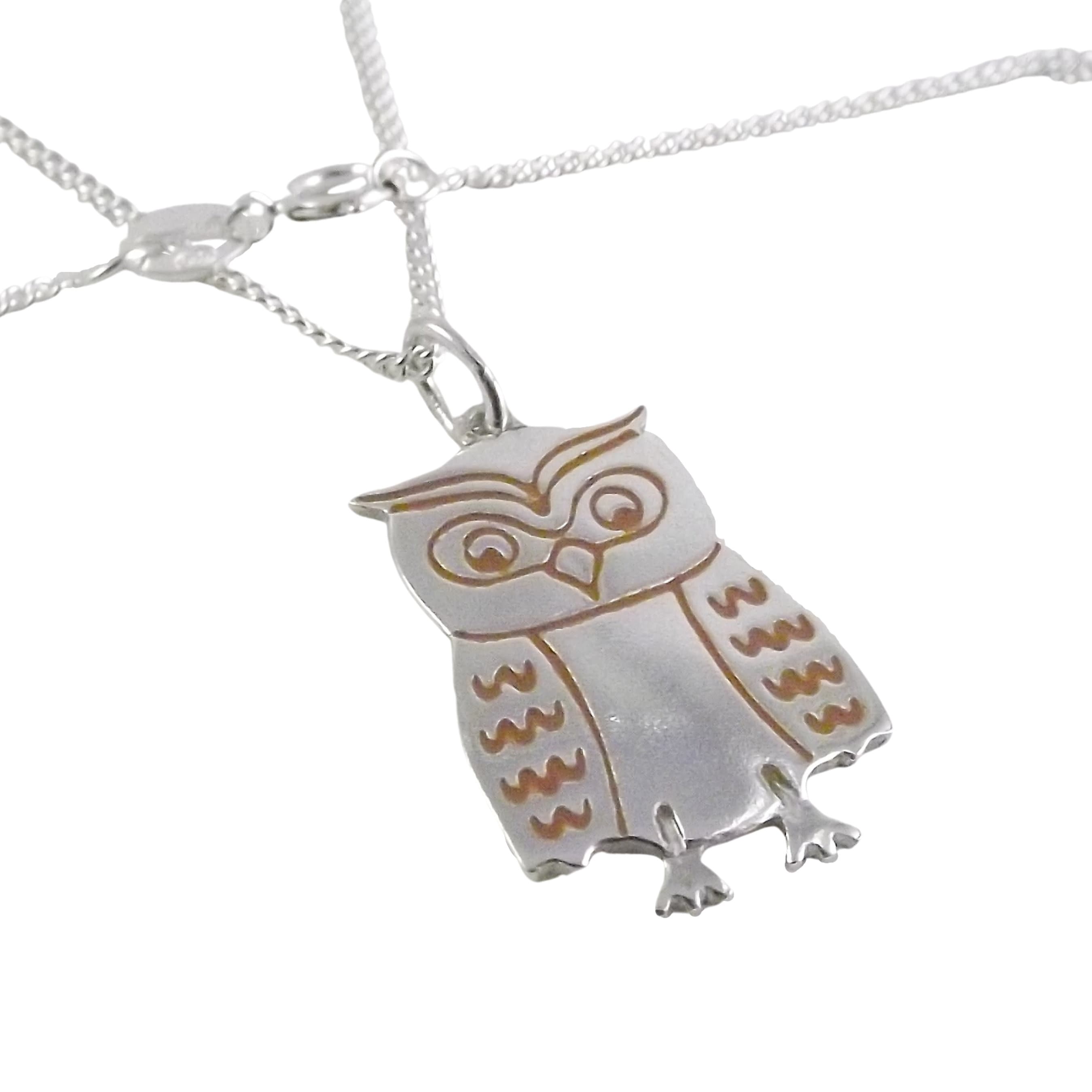 Owl pendant (large), handmade from sterling silver