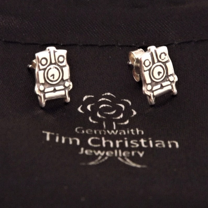 Steam Engine Stud Earrings Silver Railway Jewellery Handmade Steam Train Jewellery Railway Stud Earrings Silver Train Earrings